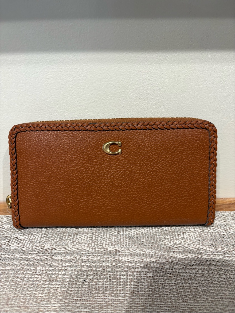 Coach Limited Edition Braided Continental Zip Brown Wallet